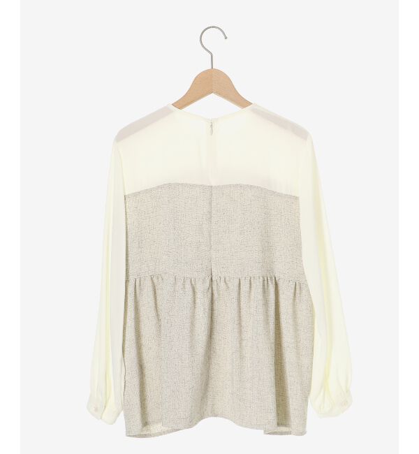 le.coeur blanc「ツィードドッキングノーカラーブラウス」|シャツ・ブラウス|