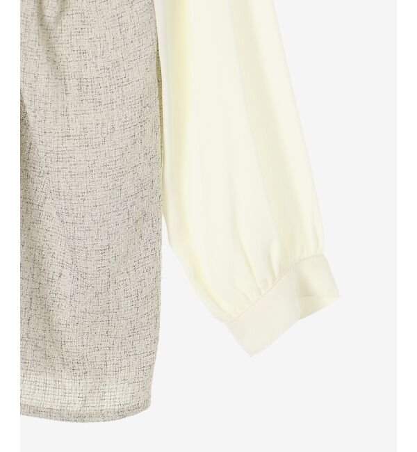 le.coeur blanc「ツィードドッキングノーカラーブラウス」|シャツ・ブラウス|