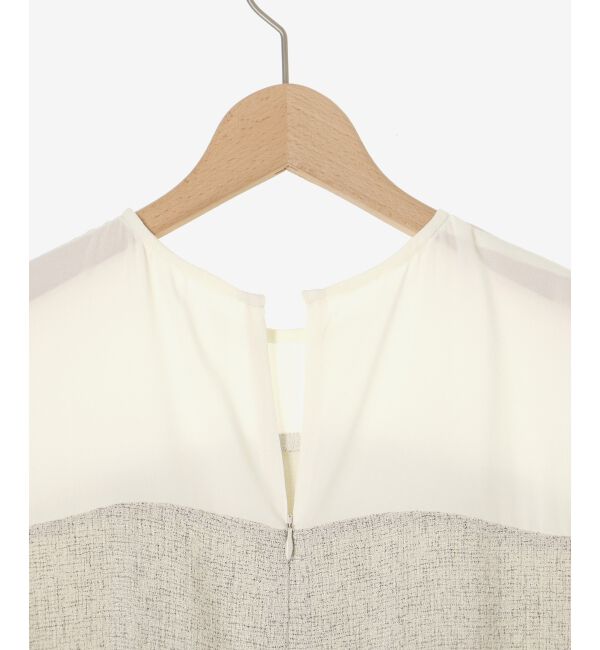 le.coeur blanc「ツィードドッキングノーカラーブラウス」|シャツ・ブラウス|