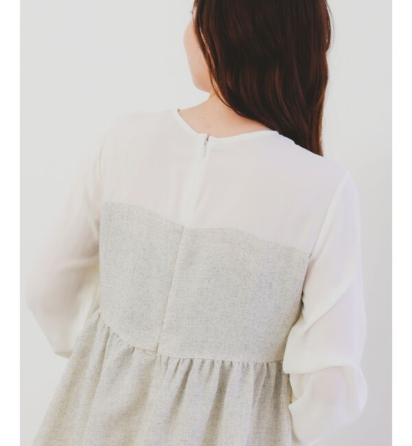 le.coeur blanc「ツィードドッキングノーカラーブラウス」|シャツ・ブラウス|