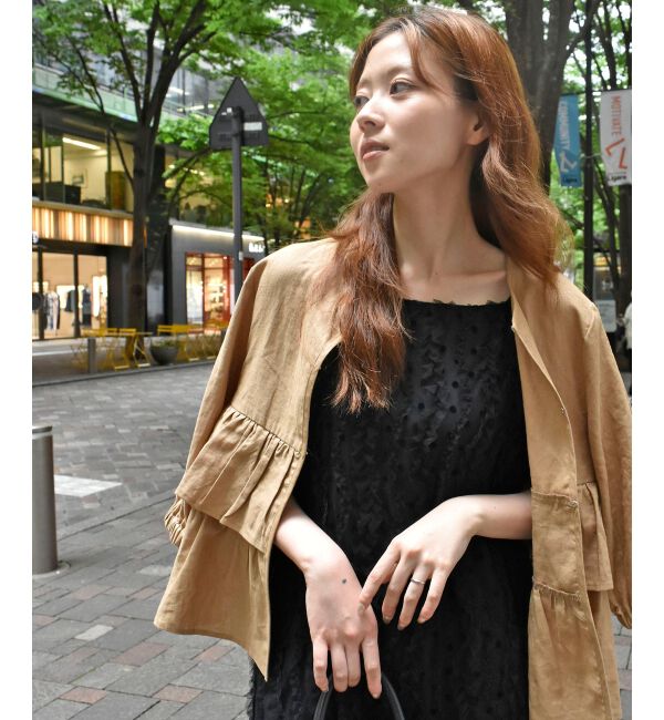  「《着映え◎》コットン麻フリルティアードジャケット」|その他|