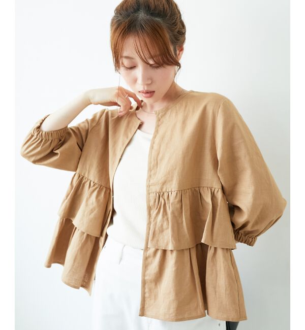  「《着映え◎》コットン麻フリルティアードジャケット」|その他|