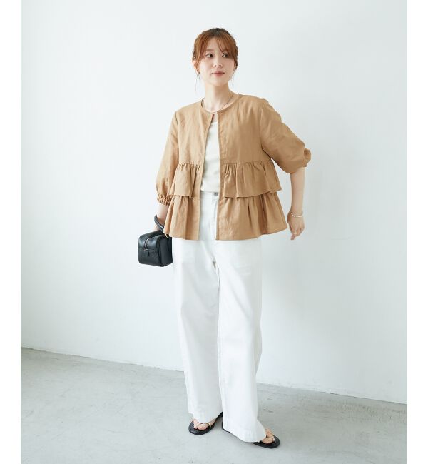  「《着映え◎》コットン麻フリルティアードジャケット」|その他|