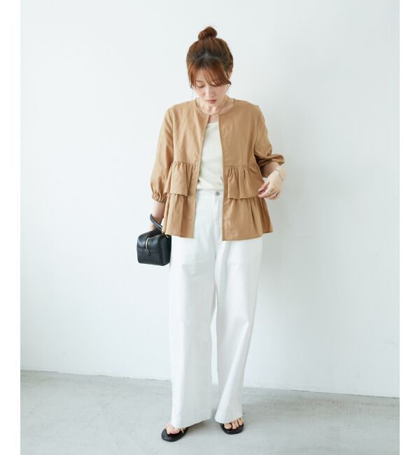  「《着映え◎》コットン麻フリルティアードジャケット」|その他|