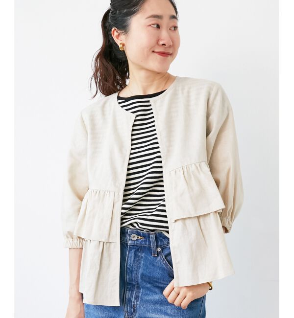  「《着映え◎》コットン麻フリルティアードジャケット」|その他|
