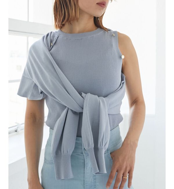 MAJESTICLEGON「3wayアームスリットニット」|ニット・セーター|ブルー