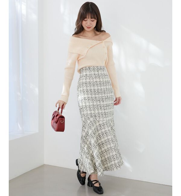 MAJESTICLEGON「ビッグカラーボタンオフショルニット」|ニット・セーター|