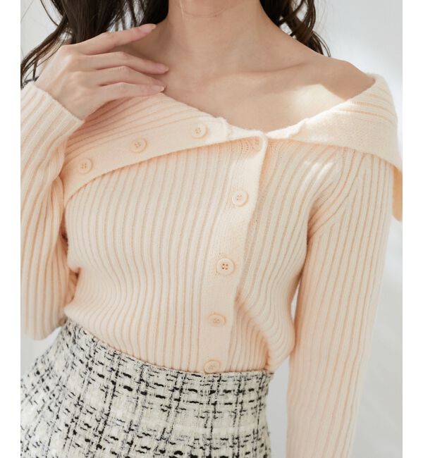 MAJESTICLEGON「ビッグカラーボタンオフショルニット」|ニット・セーター|