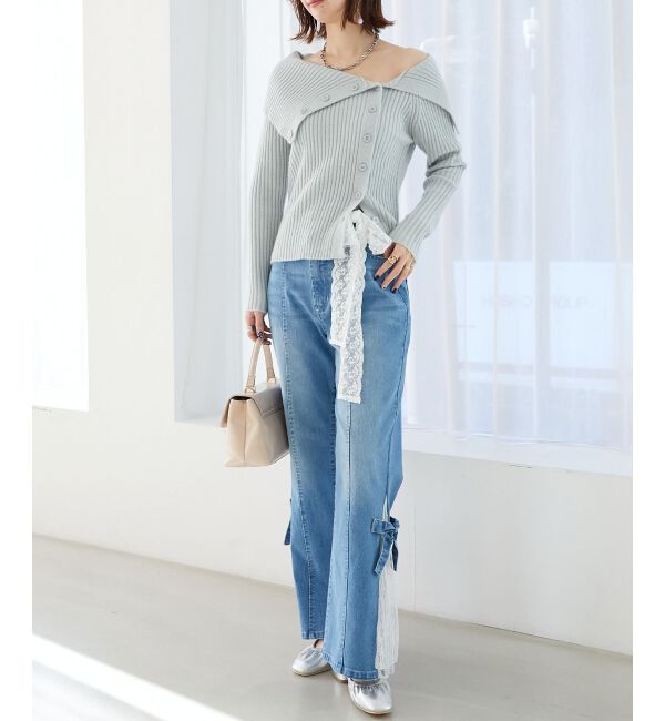 MAJESTICLEGON「ビッグカラーボタンオフショルニット」|ニット・セーター|