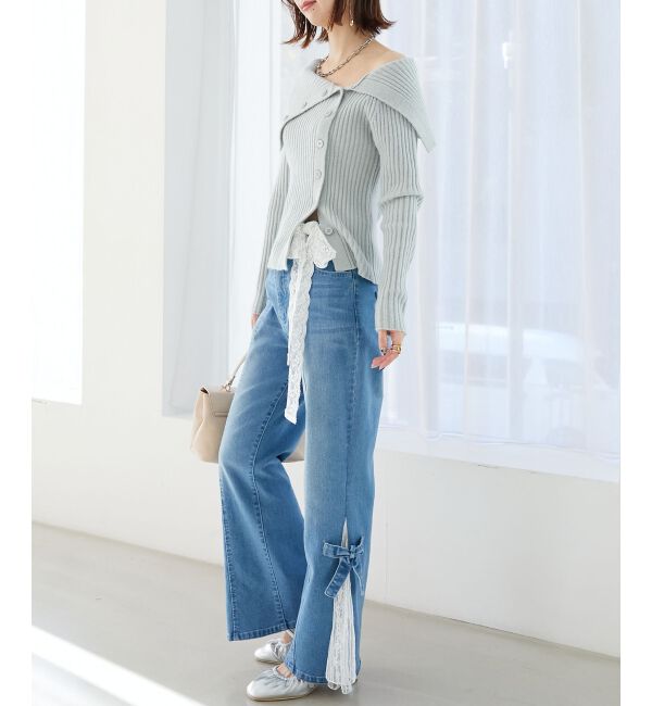 MAJESTICLEGON「ビッグカラーボタンオフショルニット」|ニット・セーター|