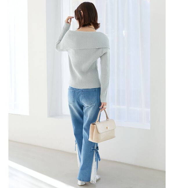 MAJESTICLEGON「ビッグカラーボタンオフショルニット」|ニット・セーター|