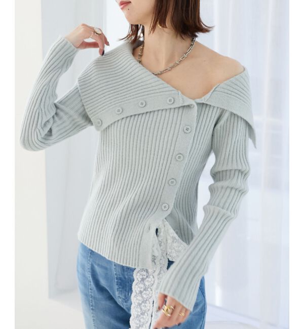 MAJESTICLEGON「ビッグカラーボタンオフショルニット」|ニット・セーター|