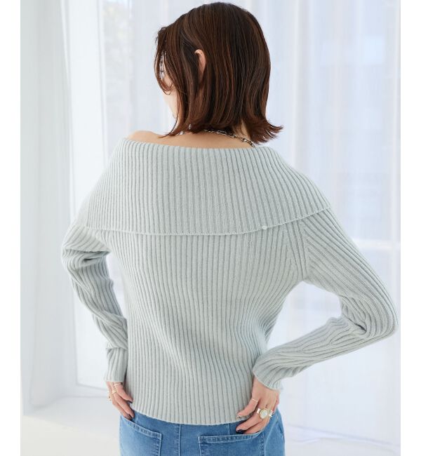 MAJESTICLEGON「ビッグカラーボタンオフショルニット」|ニット・セーター|