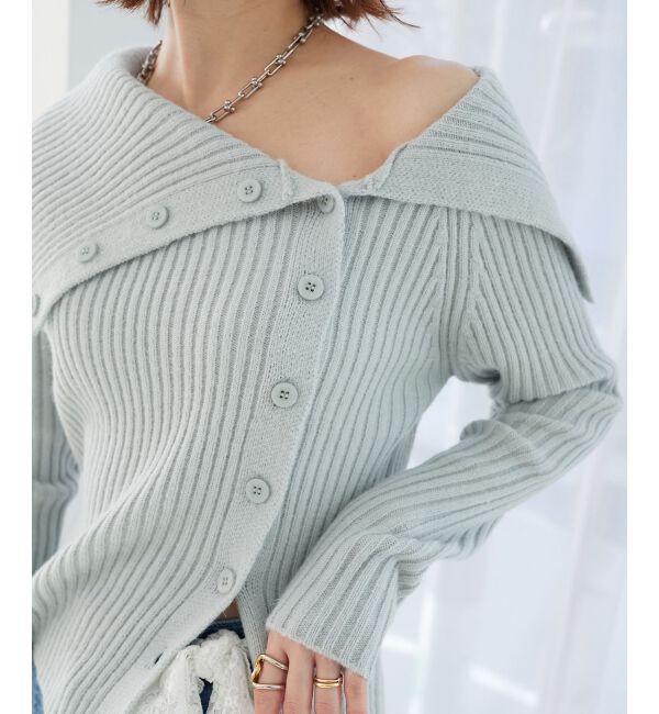 MAJESTICLEGON「ビッグカラーボタンオフショルニット」|ニット・セーター|