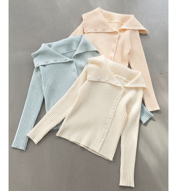 MAJESTICLEGON「ビッグカラーボタンオフショルニット」|ニット・セーター|