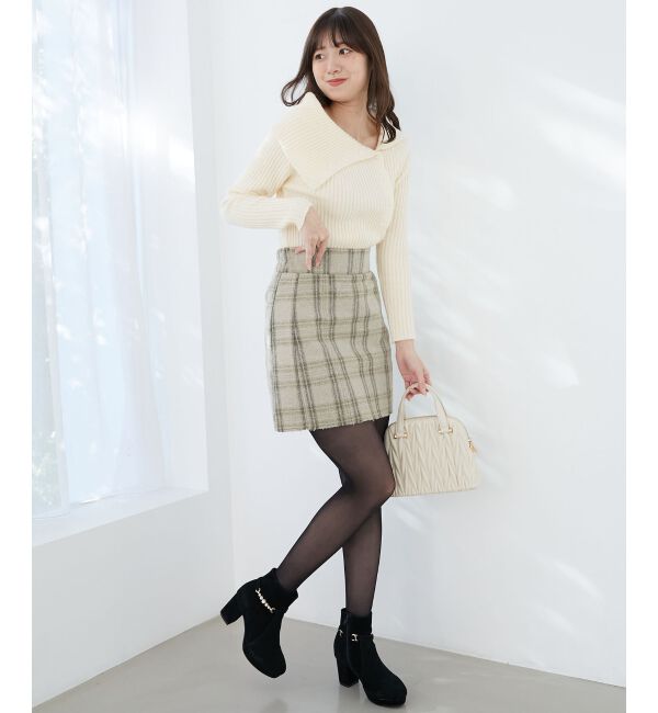 MAJESTICLEGON「ビッグカラーボタンオフショルニット」|ニット・セーター|