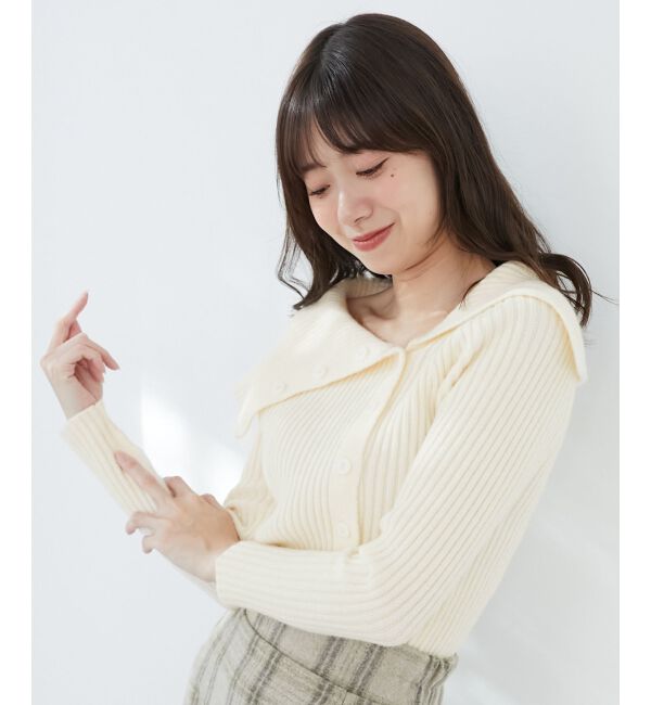 MAJESTICLEGON「ビッグカラーボタンオフショルニット」|ニット・セーター|