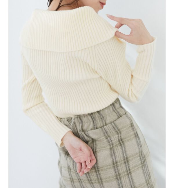 MAJESTICLEGON「ビッグカラーボタンオフショルニット」|ニット・セーター|