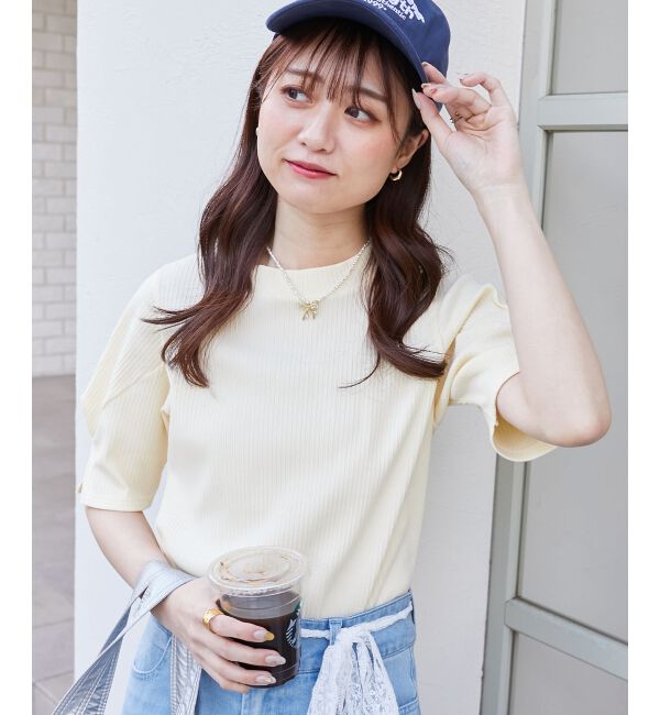  「タックスリーブトップス」|Tシャツ・カットソー|イエロー