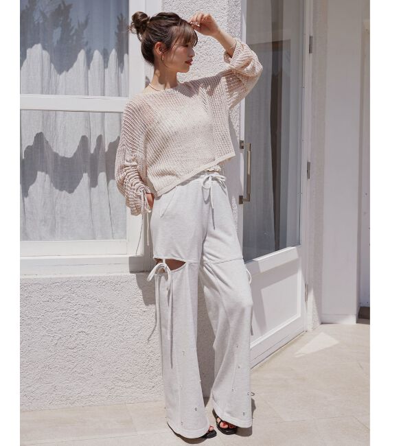  「キラキラメッシュニット」|ニット・セーター|ピンク