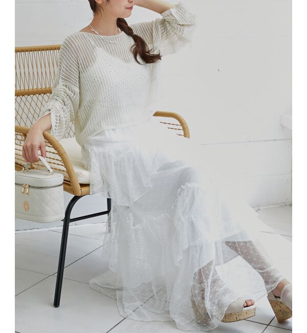  「キラキラメッシュニット」|ニット・セーター|アイボリー