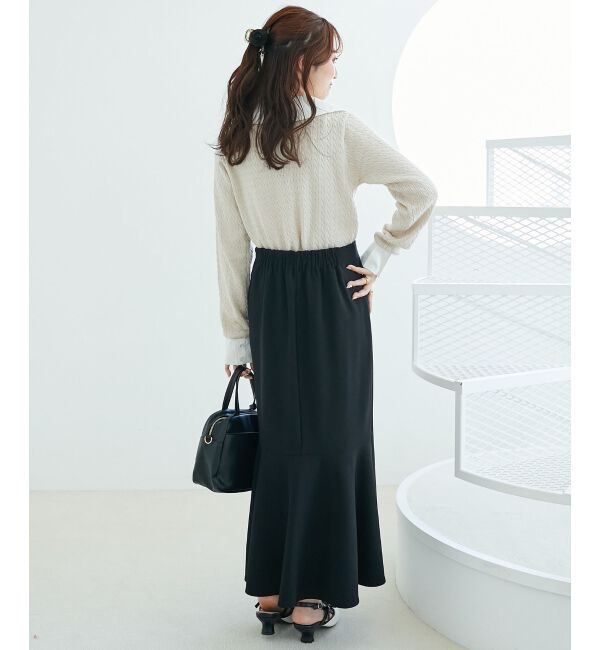  「デコルテオープンバイカラー襟ニット」|ニット・セーター|