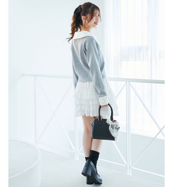  「デコルテオープンバイカラー襟ニット」|ニット・セーター|