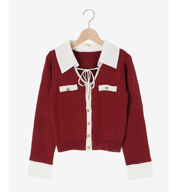  「デコルテオープンバイカラー襟ニット」|ニット・セーター|