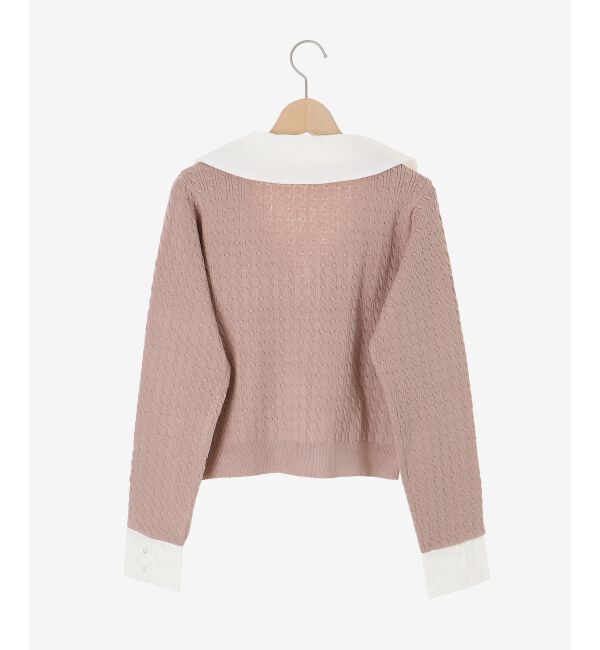  「デコルテオープンバイカラー襟ニット」|ニット・セーター|