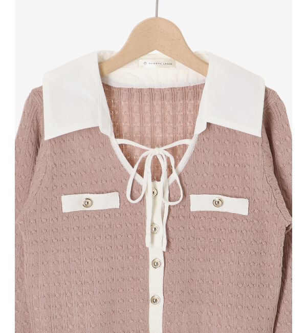  「デコルテオープンバイカラー襟ニット」|ニット・セーター|