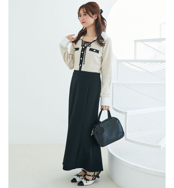  「デコルテオープンバイカラー襟ニット」|ニット・セーター|