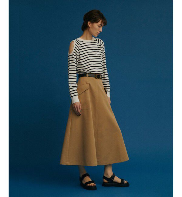 allureville「タスランワークフレアスカート」|スカート|ベージュ