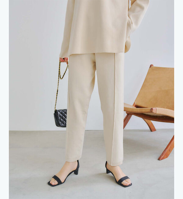 titivate「センターピンタックスリムニットパンツ」|スラックス|