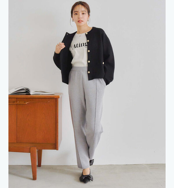 titivate「センターピンタックスリムニットパンツ」|スラックス|