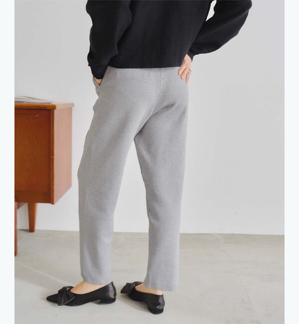 titivate「センターピンタックスリムニットパンツ」|スラックス|