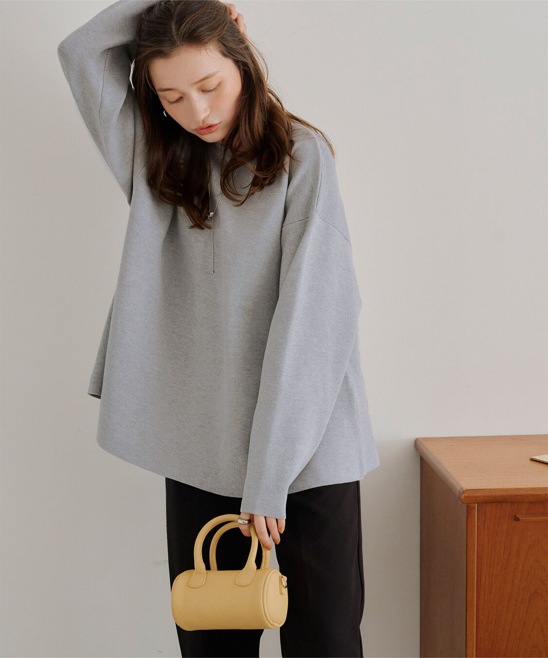 titivate「フレアシルエットニットプルオーバー」|ニット・セーター|杢グレー