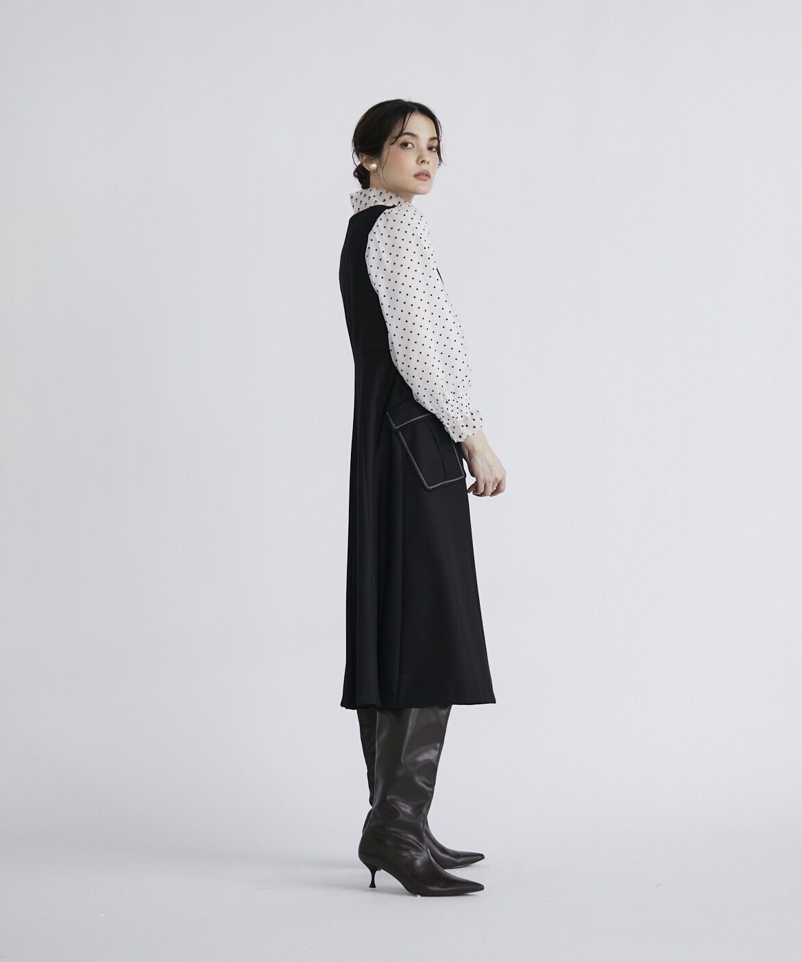 Maglie le cassetto「ドットフロッキーボウタイブラウス」|シャツ・ブラウス|