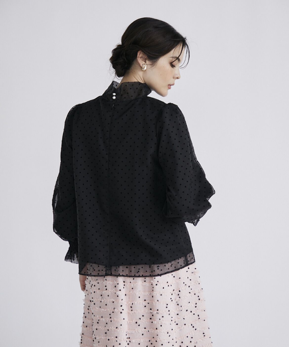 Maglie le cassetto「ドットフロッキーボウタイブラウス」|シャツ・ブラウス|