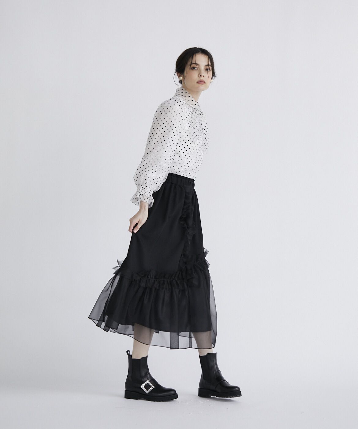 Maglie le cassetto「ドットフロッキーボウタイブラウス」|シャツ・ブラウス|