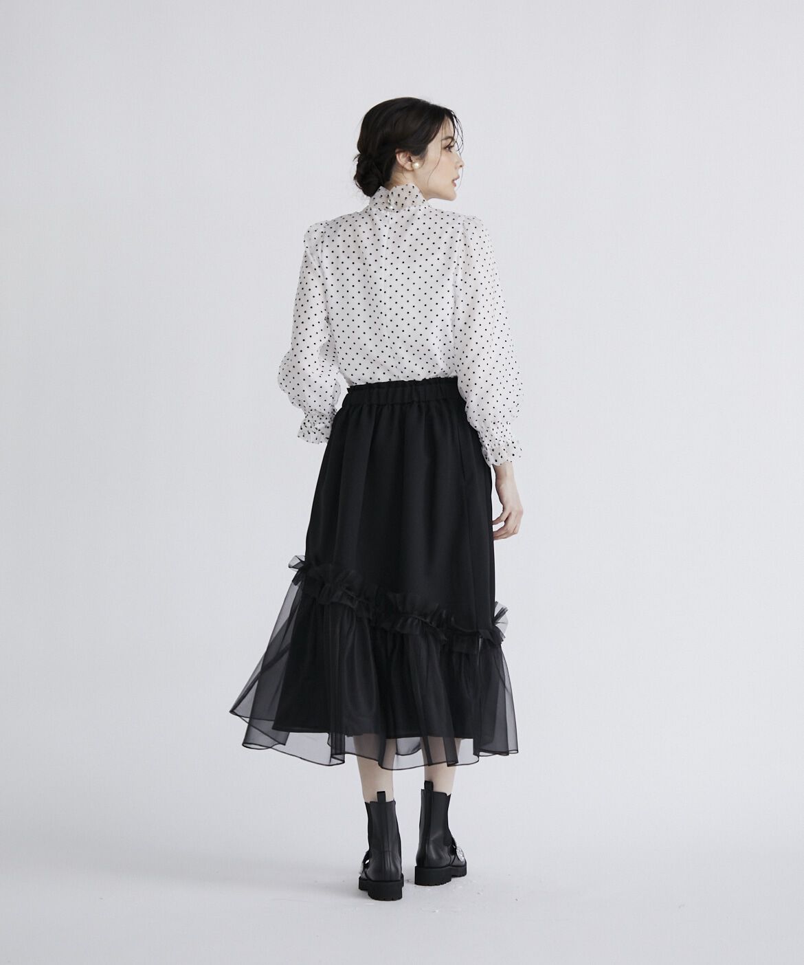 Maglie le cassetto「ドットフロッキーボウタイブラウス」|シャツ・ブラウス|