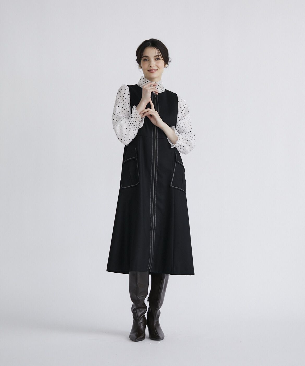 Maglie le cassetto「ドットフロッキーボウタイブラウス」|シャツ・ブラウス|