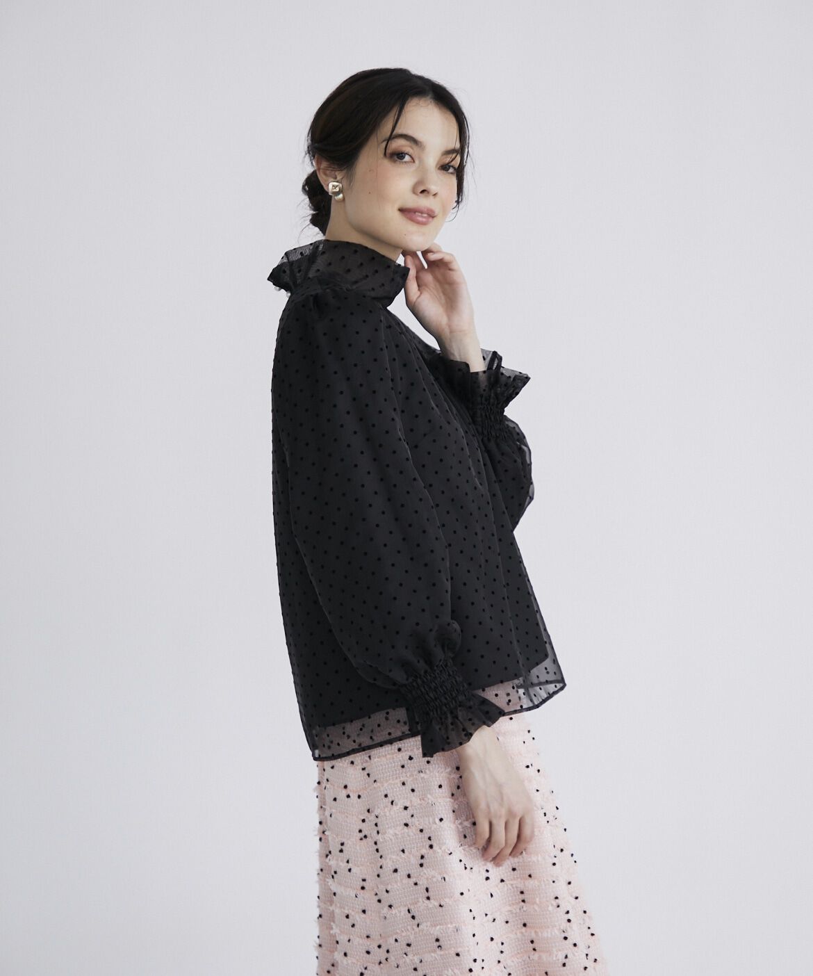 Maglie le cassetto「ドットフロッキーボウタイブラウス」|シャツ・ブラウス|