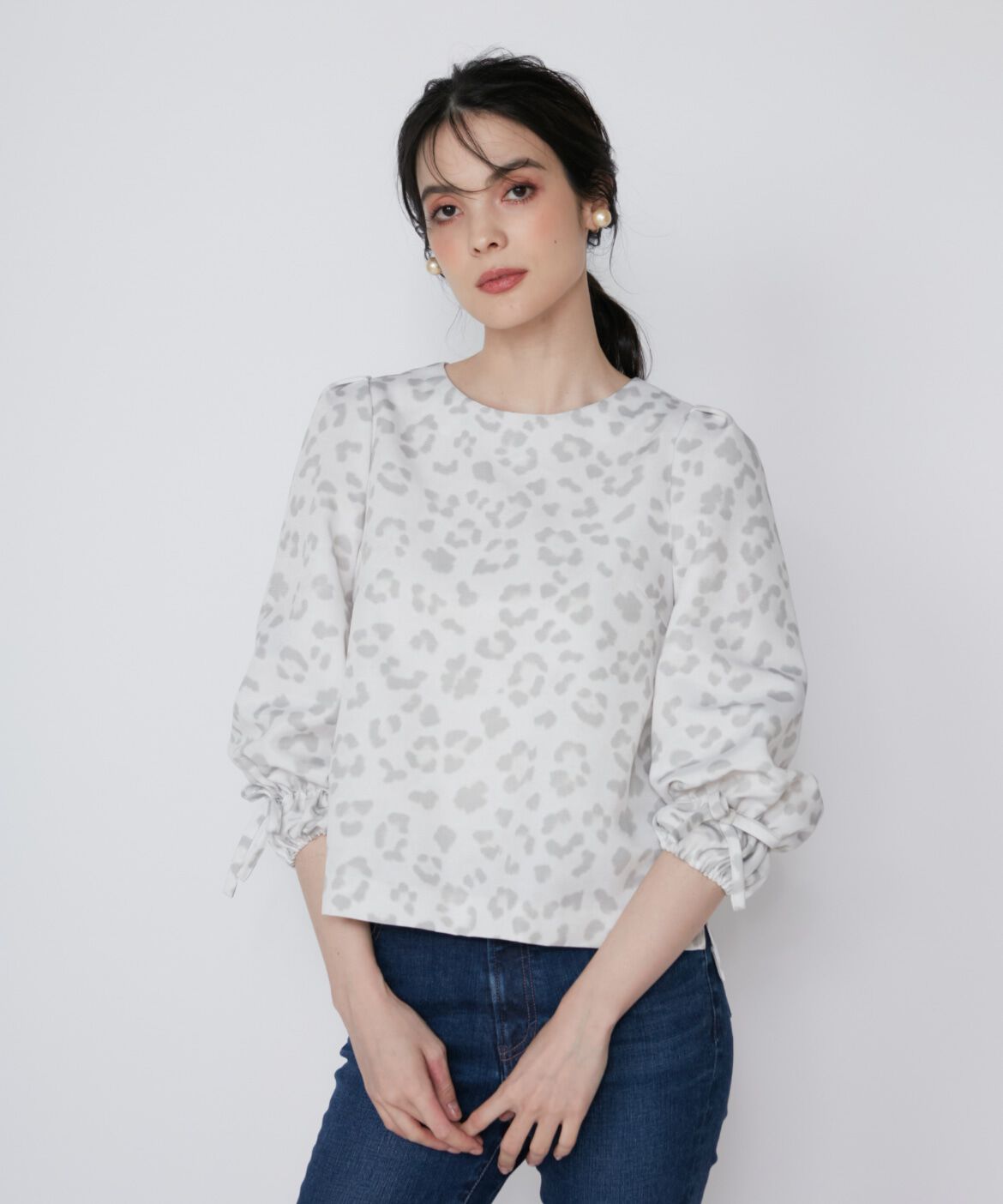 Maglie le cassetto「レオパードプリントブラウス」|シャツ・ブラウス|グレー1
