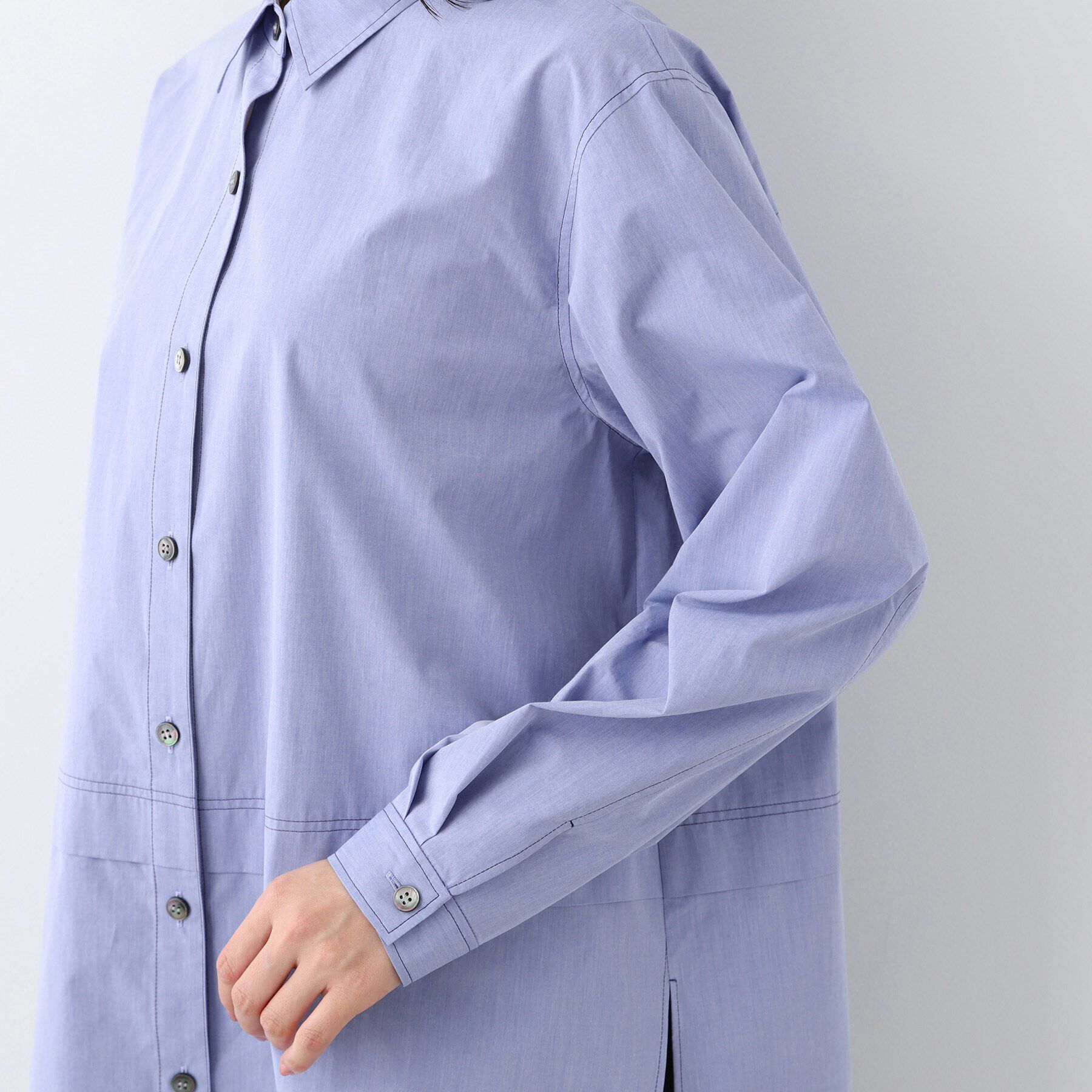 INDIVI「【日本製／インポート素材】重ね着風オーバーサイズブラウス」|シャツ・ブラウス|