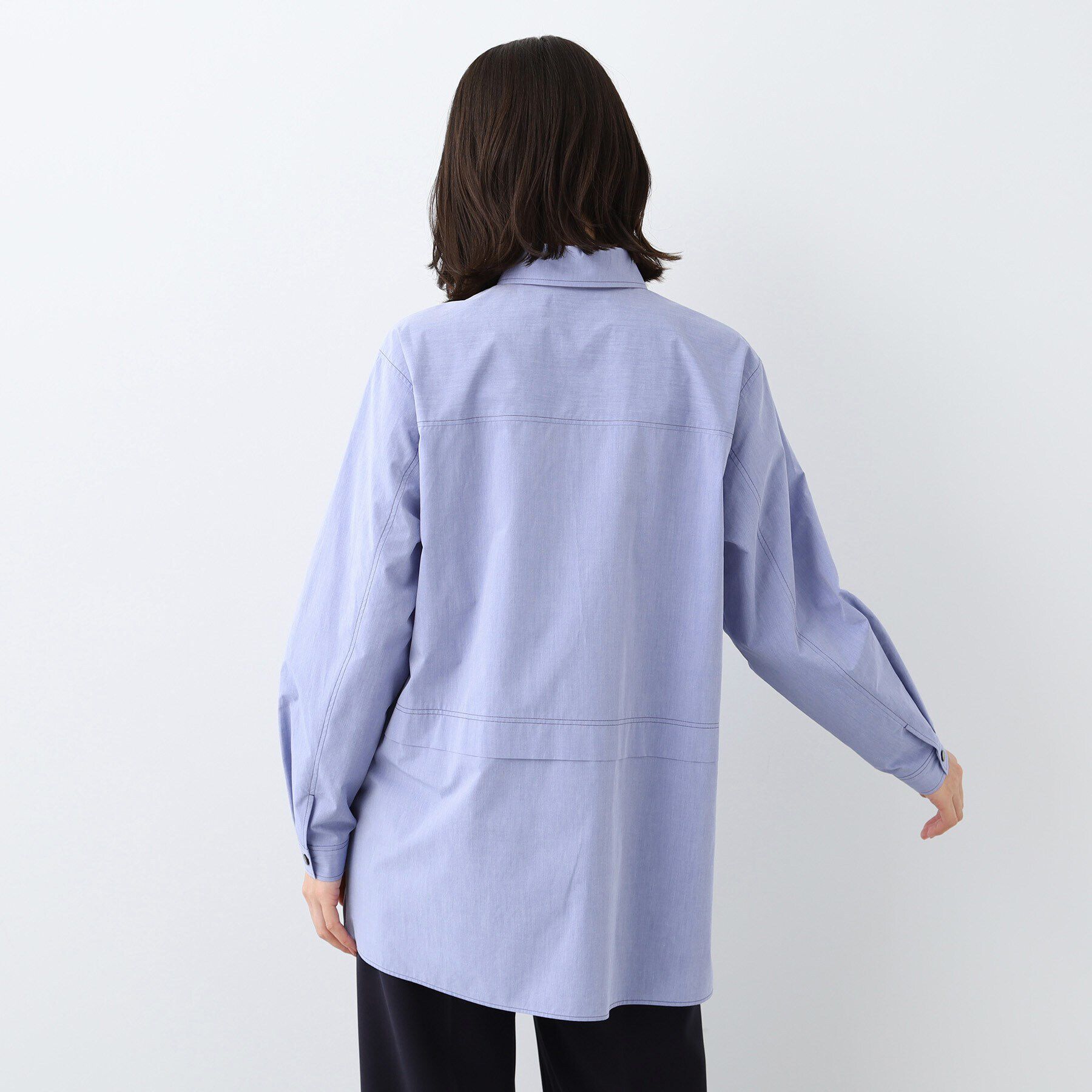 INDIVI「【日本製／インポート素材】重ね着風オーバーサイズブラウス」|シャツ・ブラウス|