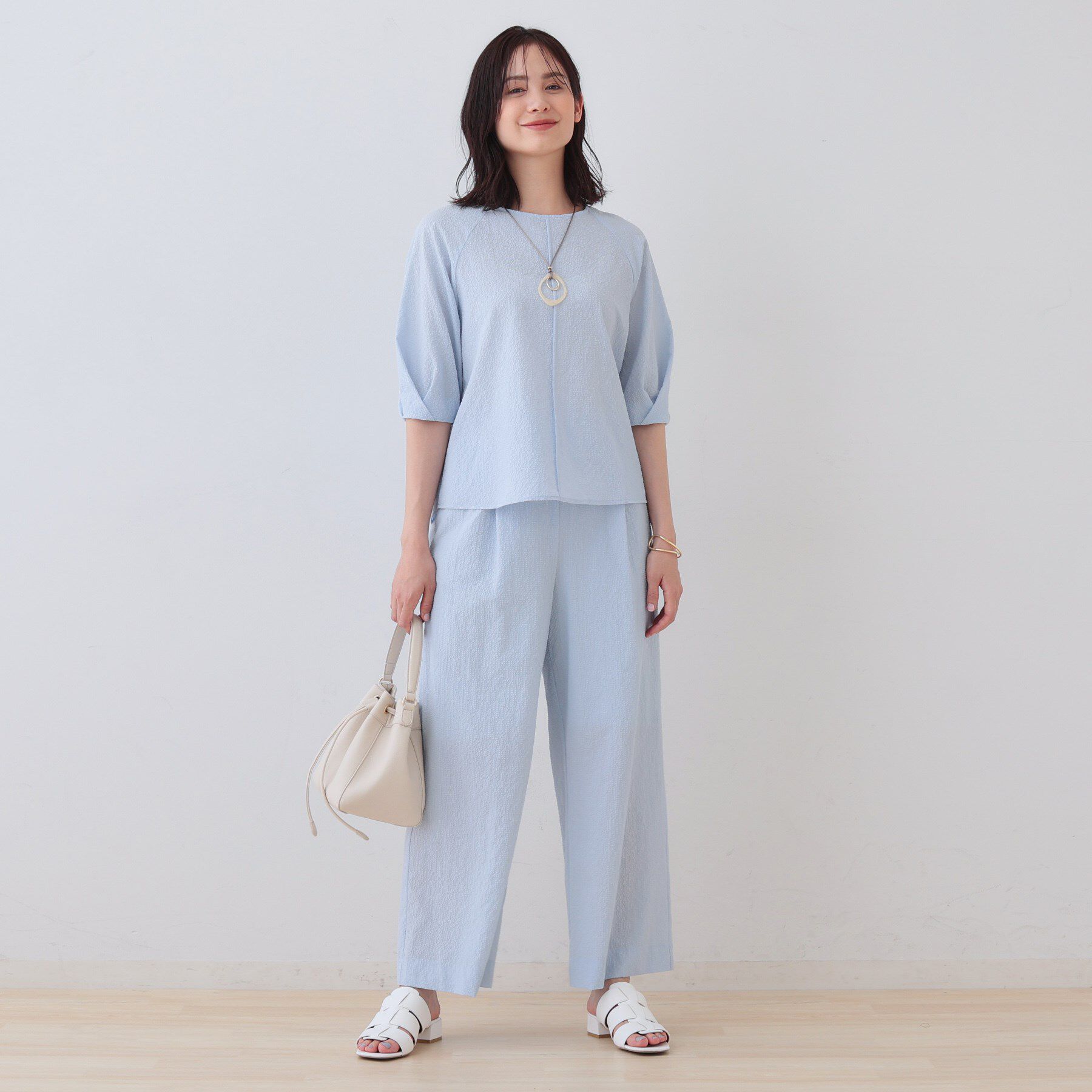 INDIVI「【SETUP可能／涼しい】タックスリーブブラウス」|シャツ・ブラウス|