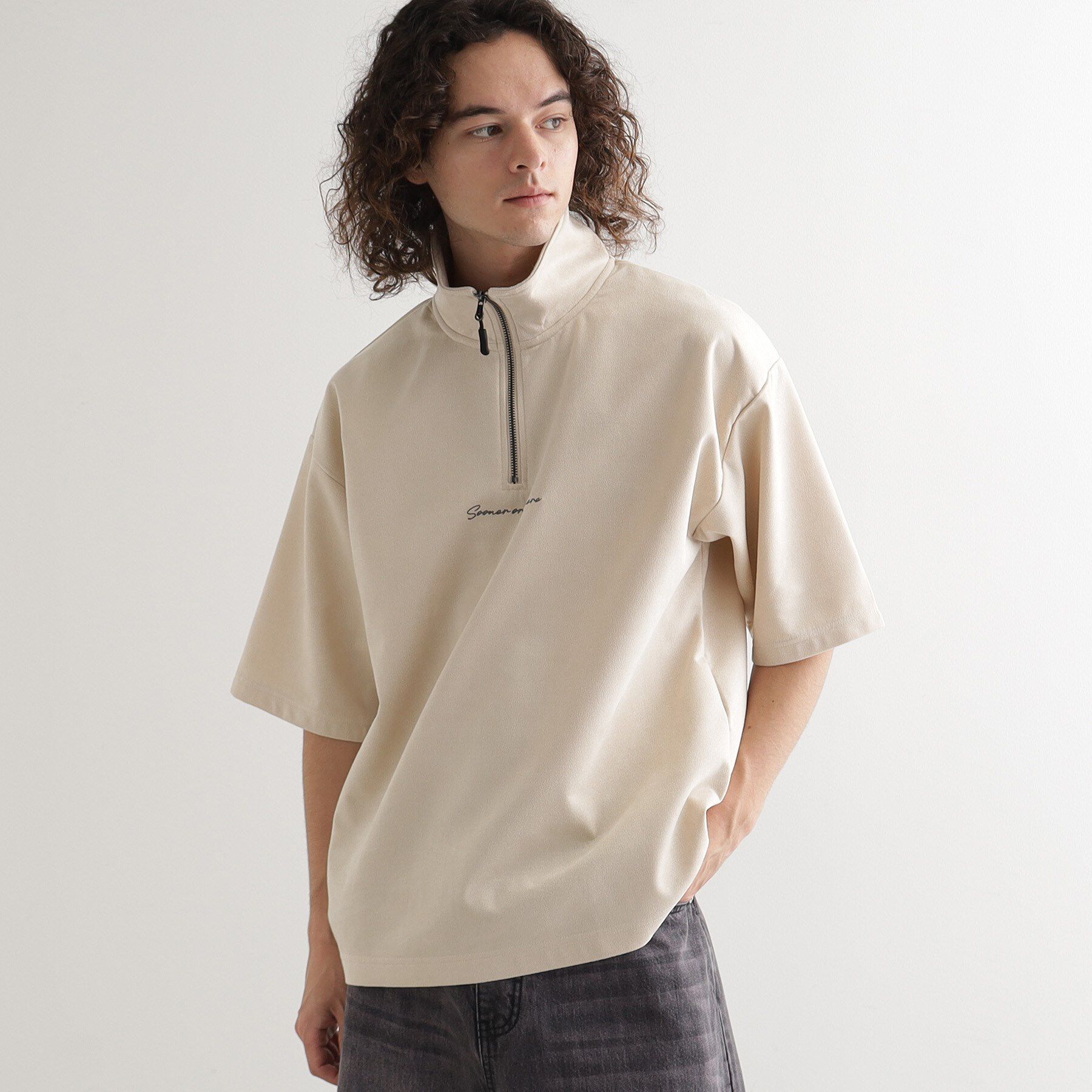 tk.TAKEO KIKUCHI「ポンチスエードハーフジップカットソー」|Tシャツ・カットソー|