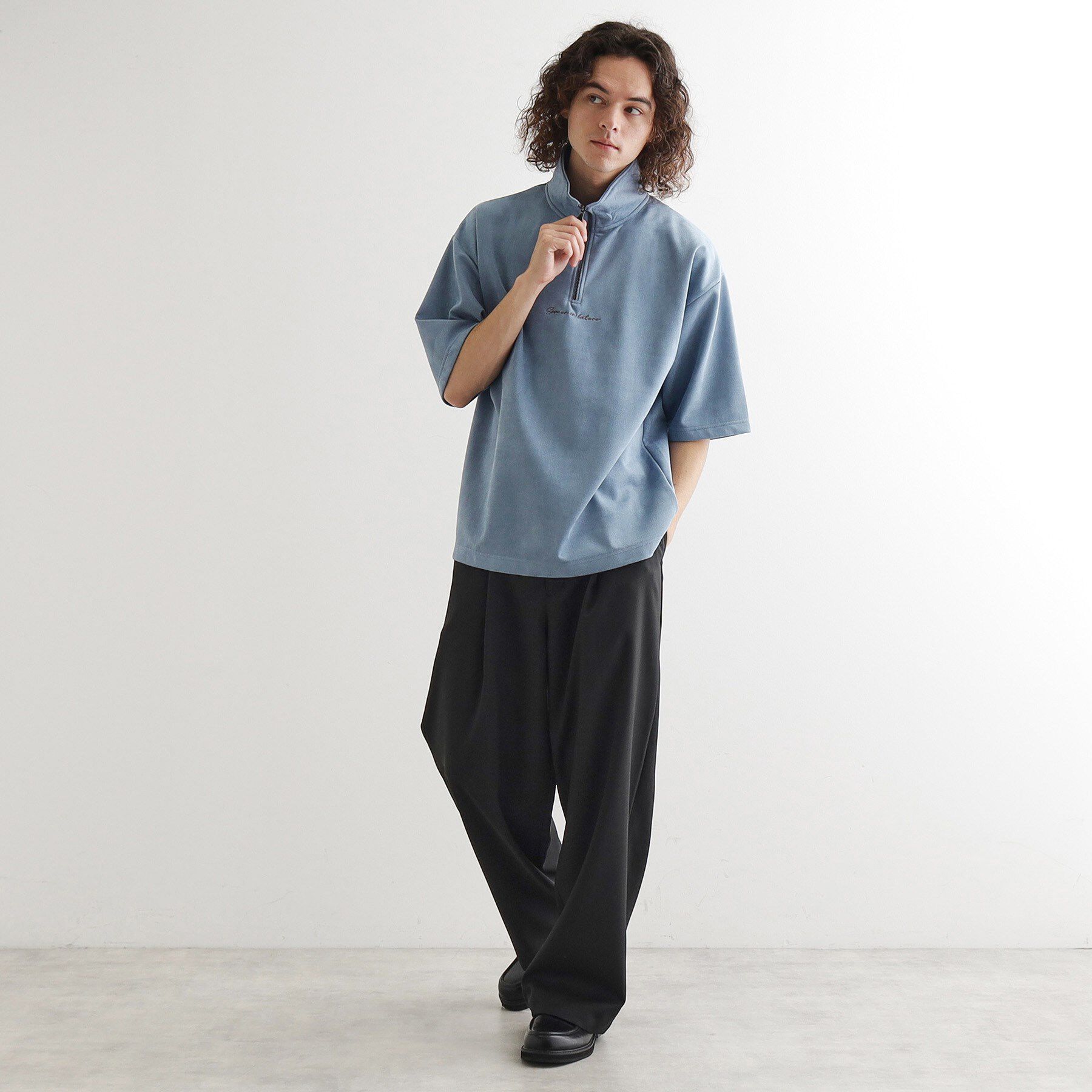 tk.TAKEO KIKUCHI「ポンチスエードハーフジップカットソー」|Tシャツ・カットソー|