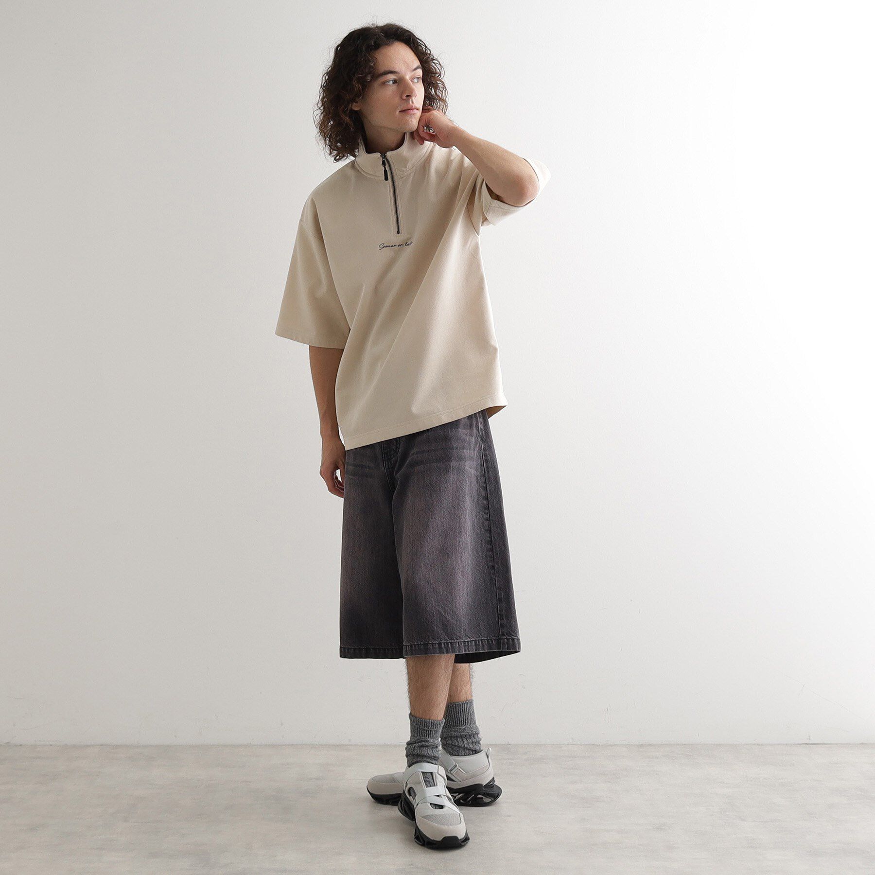 tk.TAKEO KIKUCHI「ポンチスエードハーフジップカットソー」|Tシャツ・カットソー|