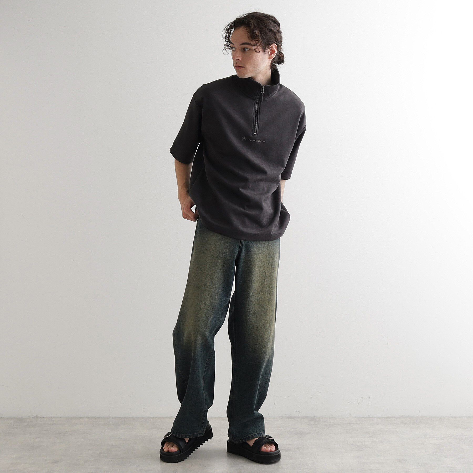 tk.TAKEO KIKUCHI「ポンチスエードハーフジップカットソー」|Tシャツ・カットソー|